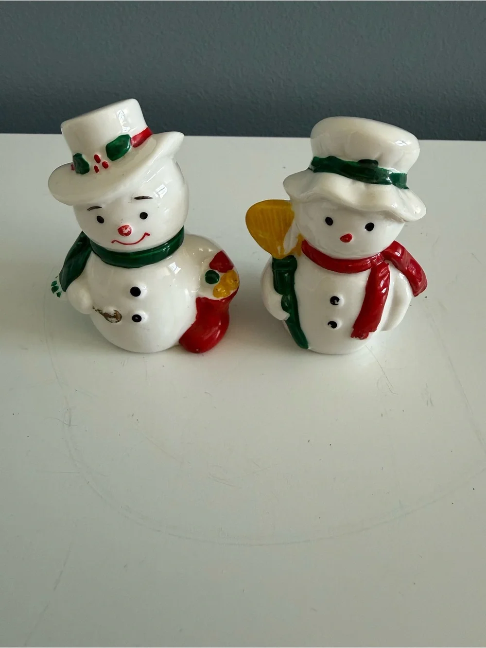 Vintage 1970-80 Retro Christmas Snowman Salt & Pepper Shakers